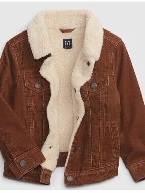 GAP Kids Sherpa-Lined Corduroy Jacket - Brown